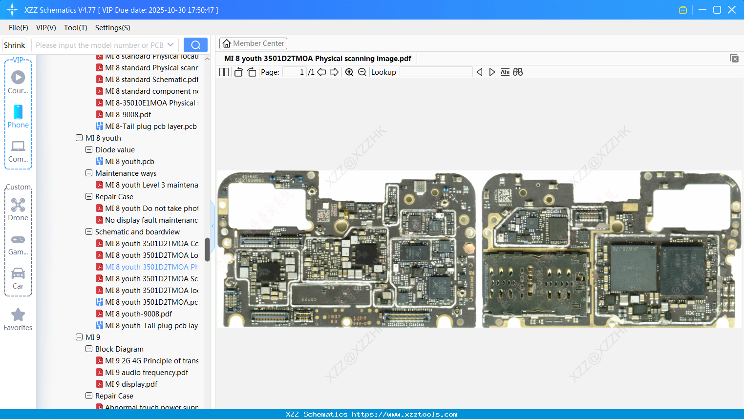 Xiaomi MI 8 Youth 3501D2TMOA Physical Scanning Image